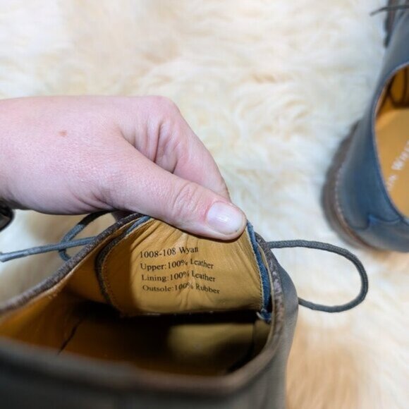 Ron White Leather Dress Shoes "Wyatt" Blueish Grey Men Size 10 - Picture 10 of 15